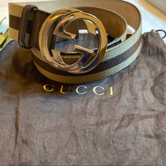 ❌SOLD❌Gucci Canvas & Leather Men’s Double G Belt - Picture 5 of 9
